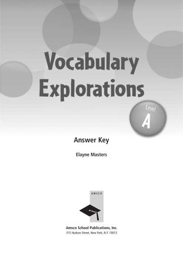 Vocabulary Explorations Level A (Book + Teacher's Guide + Answer Key)
