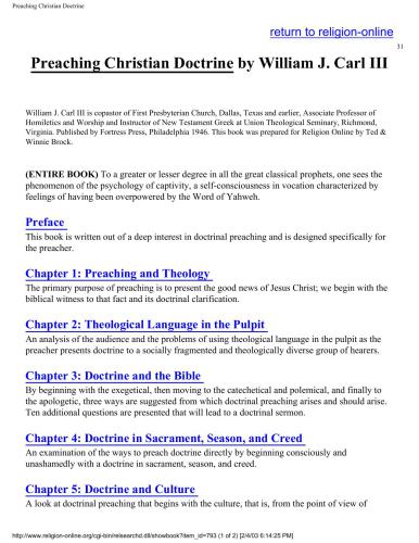 Preaching Christian Doctrine