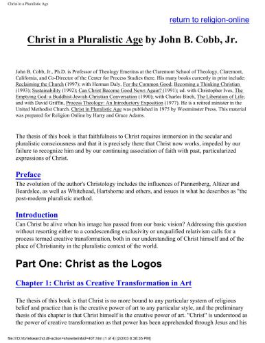 Christ in a Pluralistic Age