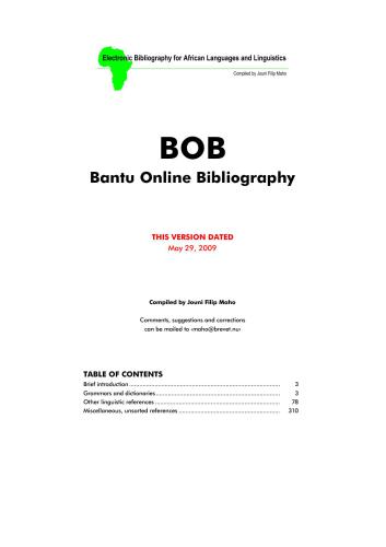 BOB - Bantu Online Bibliography