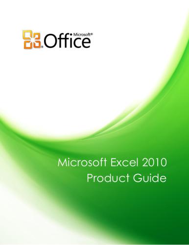 Microsoft Corp. Microsoft Excel 2010 Product Guide