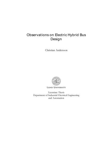 Observations on Electric Hybrid Bus Design
