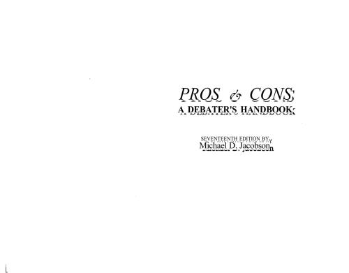Pros and Cons - Debater's handbook