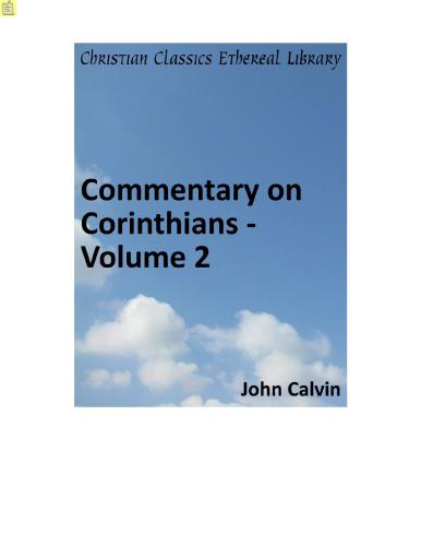 Commentary on Corinthians. Volume 2