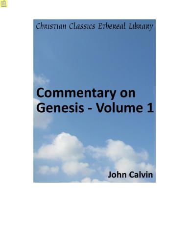 Commentary on Genesis. Volume 1