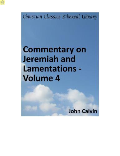 Commentary on Jeremiah and Lamentations. Volume 4