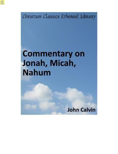 Commentary on Jonah, Micah, Nahum
