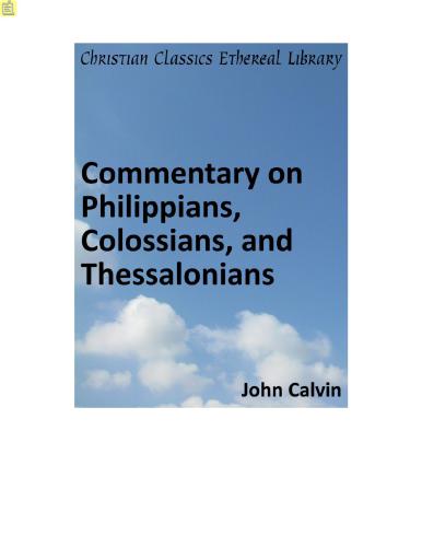 Commentary on Philippians, Colossians, and Thessalonians