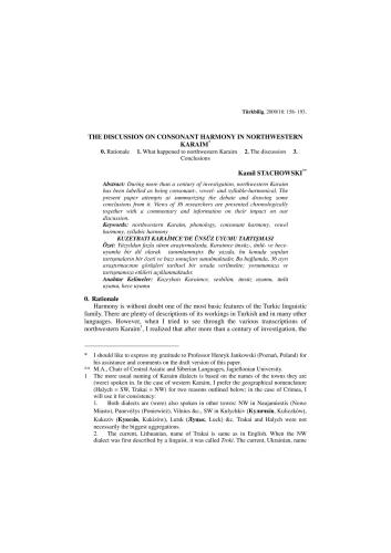 The discussion on consonant harmony in northwestern Karaim