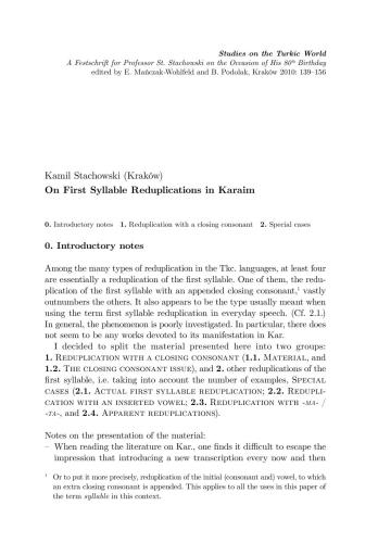 On first syllable reduplications in Karaim