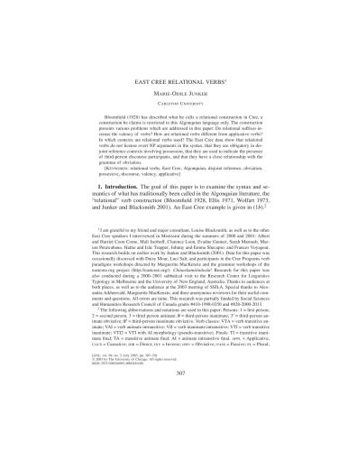 East Cree Relational Verbs