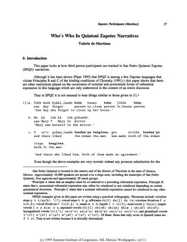 Who’s who in Quiatoni Zapotec narratives