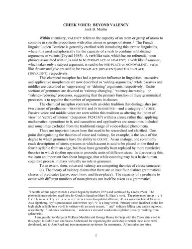 Creek voice - beyond valency