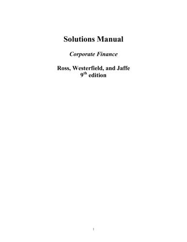 Corporate Finance. Solutions Manual