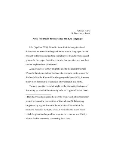 Areal features in South Mande and Kru languages