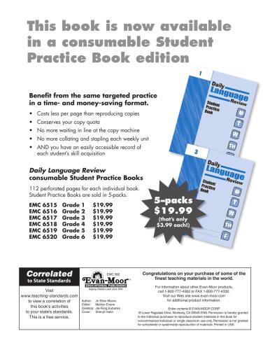 Evan-Moor Educational Publishers. Daily Language Review, Grade 4