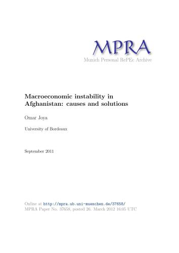 Macroeconomic instability in Afghanistan: causes and solutions. Dissertation