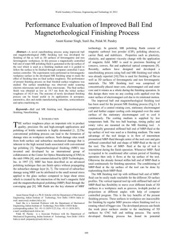 Performance evaluation of improved ball end magnetorheological finishing process