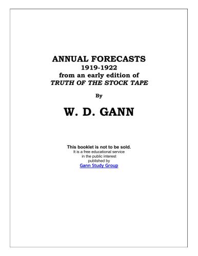Truth of the Stock Tape - Annual Forecasts (1919-1922)