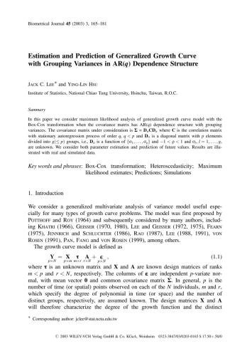 Estimation and Prediction of Generalized Growth Curve with Grouping Variances in AR(q) Dependence Structure