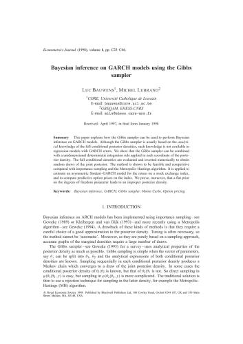 Bayesian inference on GARCH models using the Gibbs sampler