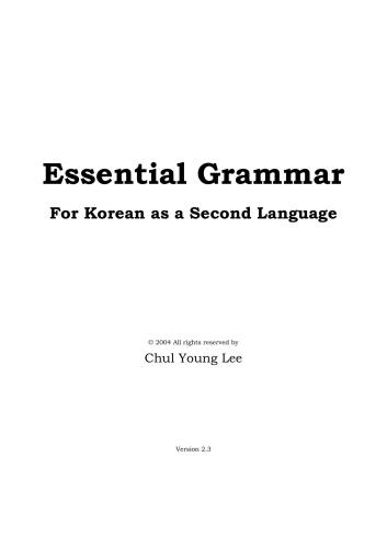 Essential Grammar for Korean as a Second Language