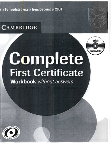 Complete First Certificate Workbook without answers