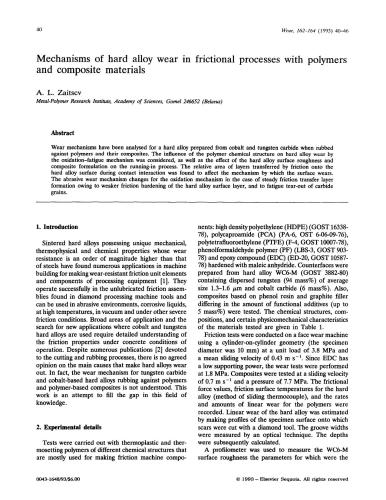 Mechanisms of hard alloy wear in frictional processes with polymers and composite materials