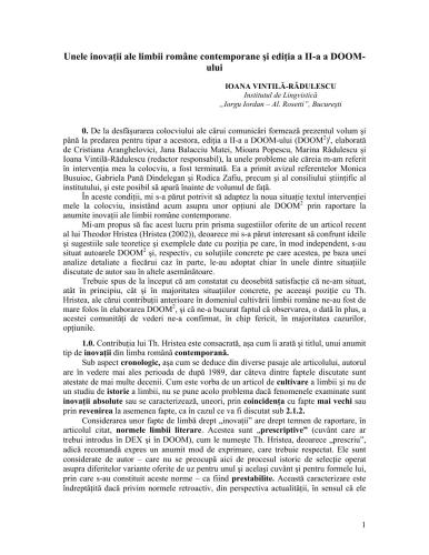 Unele inovaţii ale limbii române contemporane şi ediţia a II-a a Doomului
