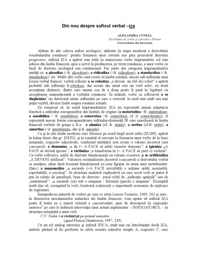 Despre sufixul verbal - iza