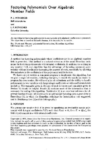 Factoring polynomials over algebraic numbers 1976