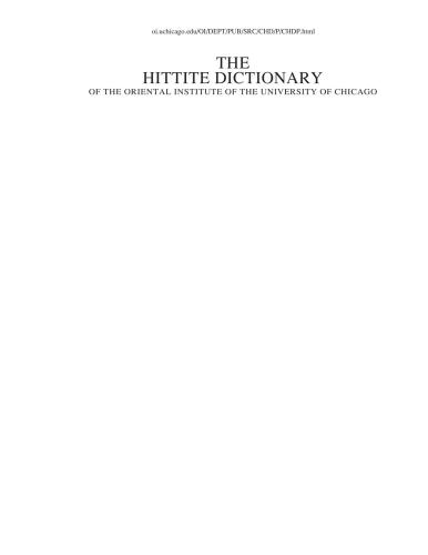 The Hittite dictionary