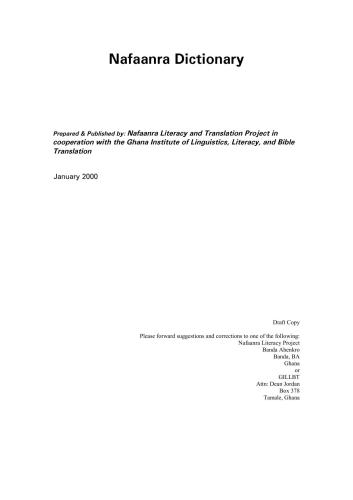 Nafaanra Dictionary