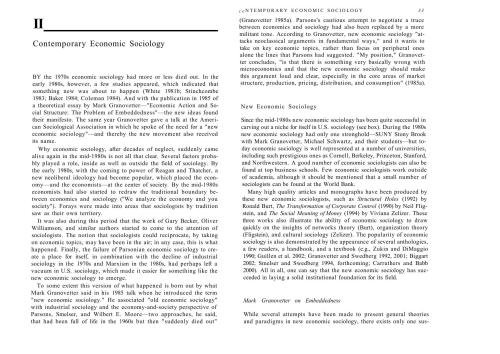 Contemporary Economic Sociology