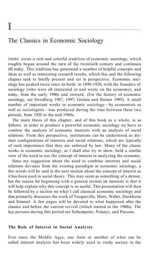 The classics in economic sociology