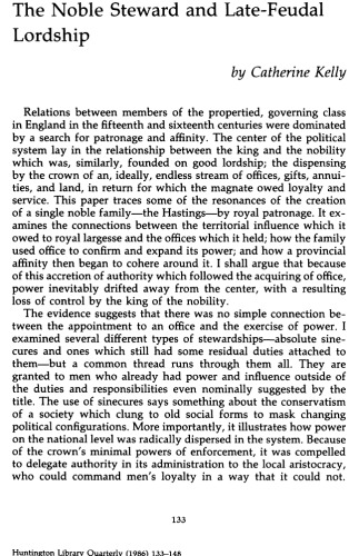 The Noble Steward and Late-Feudal Lordship