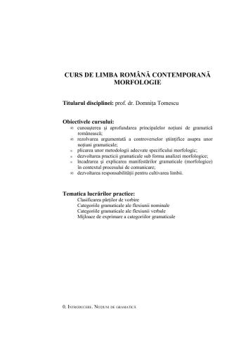 Curs de limba romana contemporana morfologie