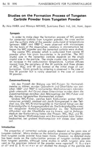 Studies on the Formation Process of Tungsten Carbide Powder from Tungsten Powder