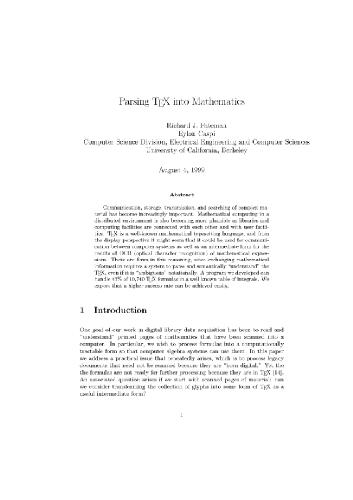 Parsing TeX into mathematics