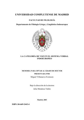 La categoría de voz en el sistema verbal indoeuropeo