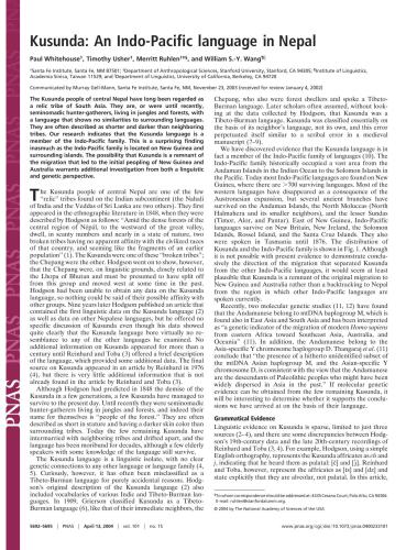 Kusunda: An Indo-Pacific language in Nepal