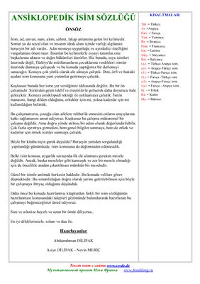 Dilipak Abdurrahman ve Asiye. Ansiklopedik İsim Sözlüğü