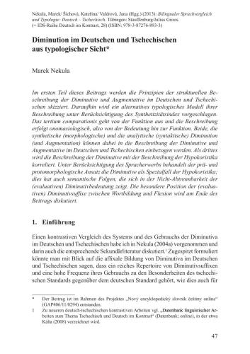 Diminution im Deutschen und Tschechischen aus typologischer Sicht
