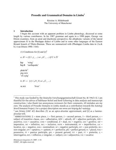 Prosodic and Grammatical Domains in Limbu
