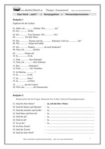 Grammatische Arbeitsblätter