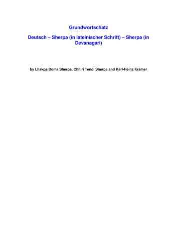 Grundwortschatz Deutsch – Sherpa (in lateinischer Schrift) – Sherpa (in Devanagari)