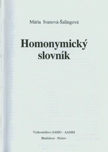 Homonymický slovník