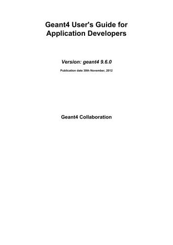 User Documentation - Geant 4.9.6