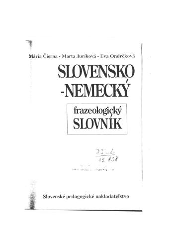 Slovensko-nemecký frazeologický slovník