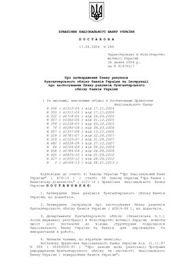 План рахунків бухгалтерського обліку банків України